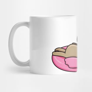 A lazy sloth floating on a flamingo Mug